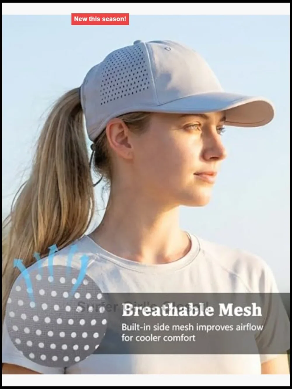 Ponytail Running Hat for Women with Large Hole – Foldable Breathable